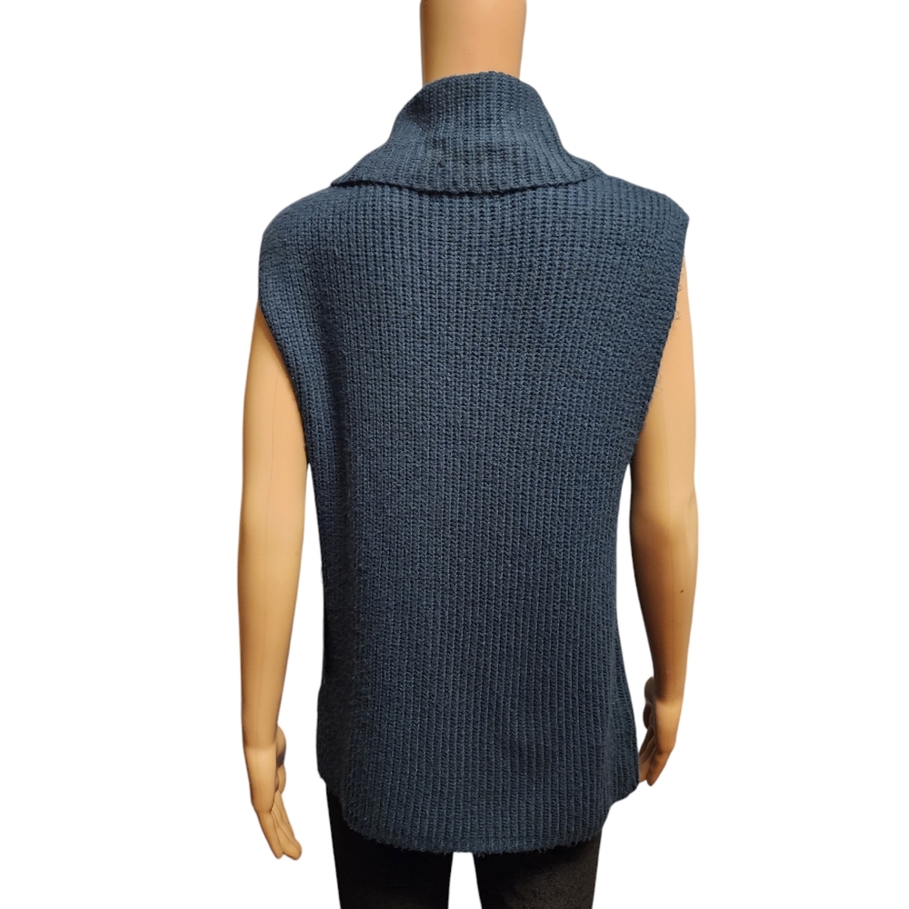 Rachel Zoe Oversized Dark Teal Ribbed Sleeveless Turtleneck Sweater S NWT - Picture 4 of 9